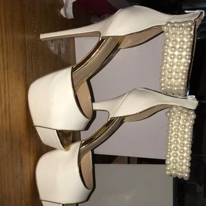Pearly white and gold stilettos